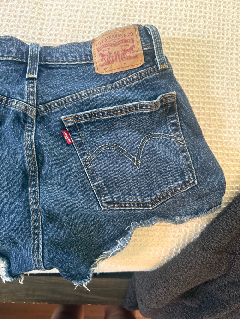 Levi's Dark Blue Denim Cutoff Shorts with Signature Back Pocket